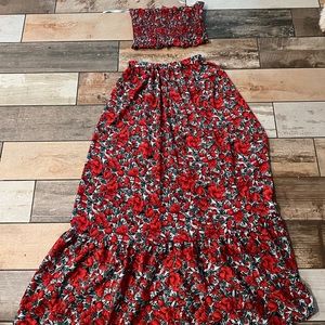 Floral 2 piece strapless set